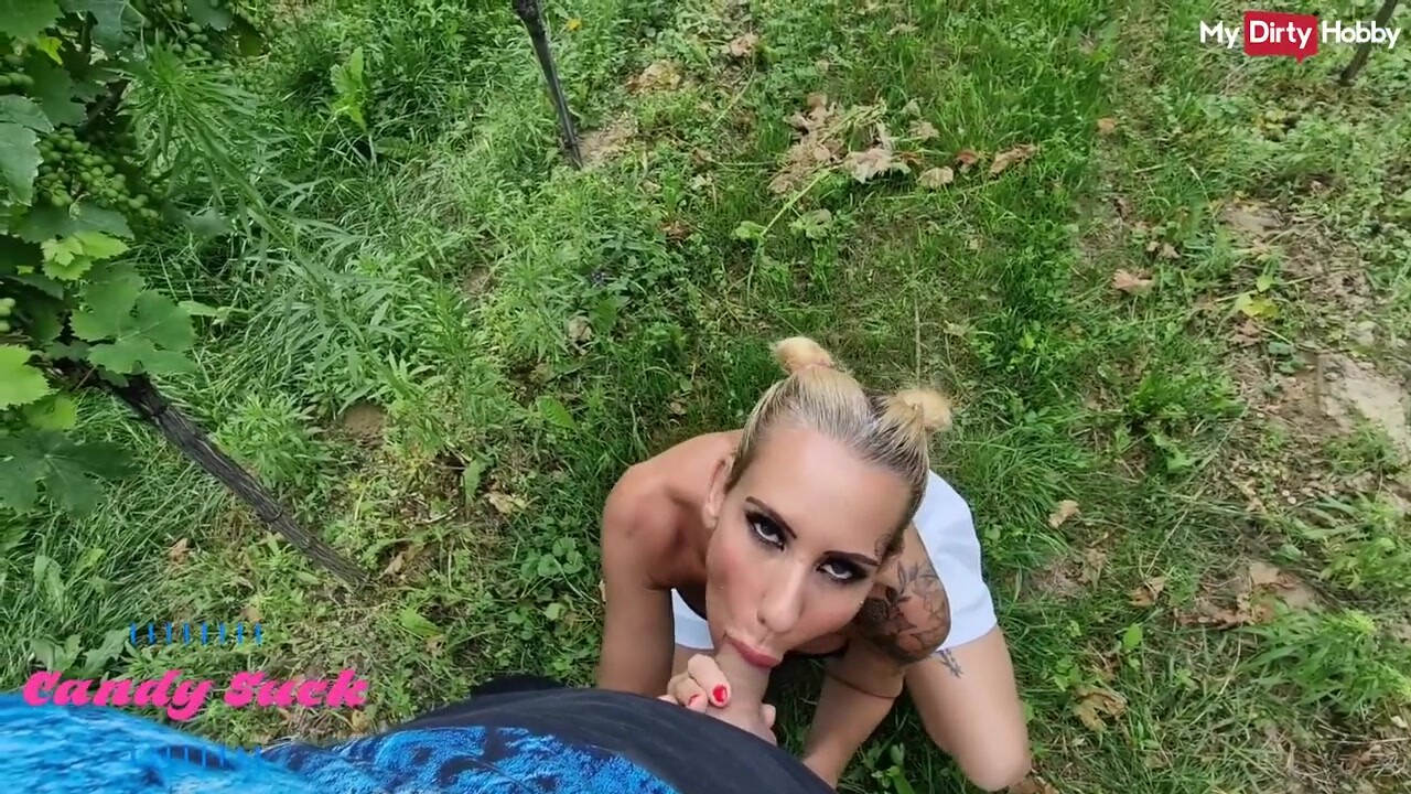 Candy szopogatja és megdugja a kolosszális fazsat a szőlősben
